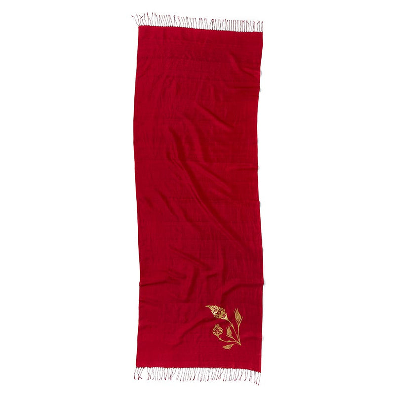 Zarif Design Islamic Floral Printed Oblong Silk Scarf